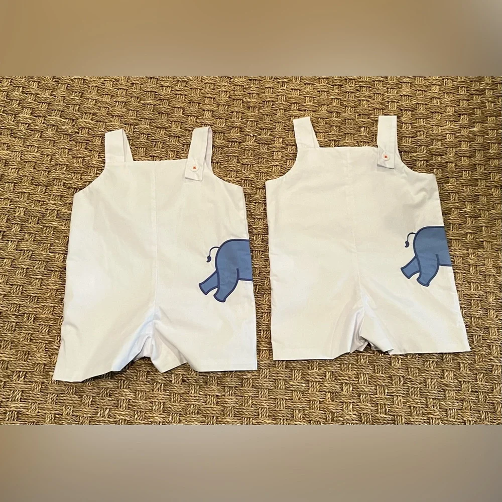TBBC 12-18 month Baby Boy Party Elephant Shortall Birthday Romper - Picture 3 of 6